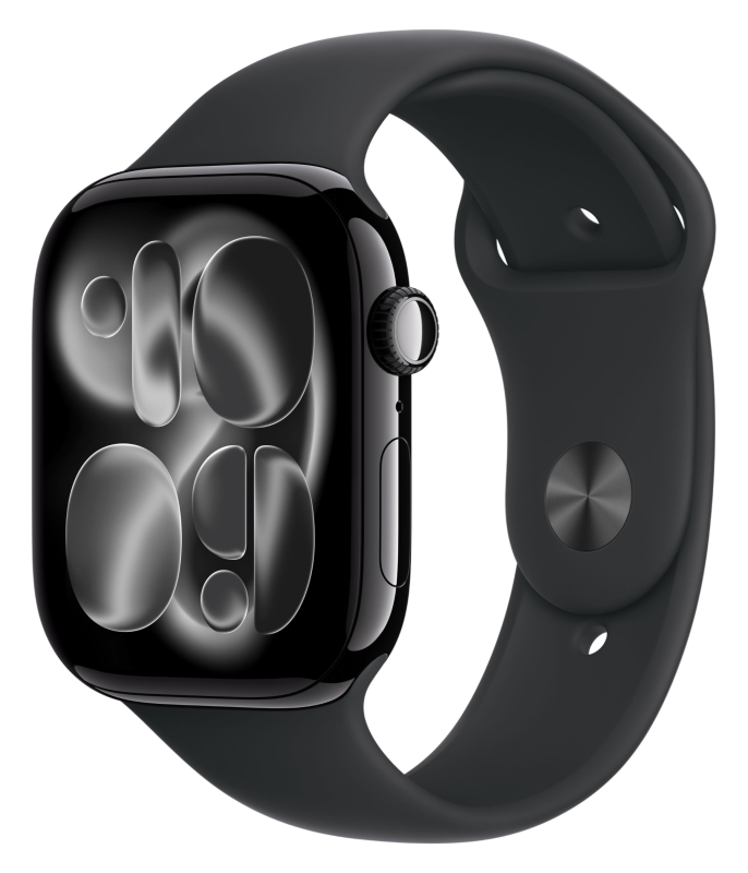 Смарт-часы Apple Watch Series 11, 46 мм, корпус цвета «чёрный глянец», спортивный ремешок чёрного цвета 