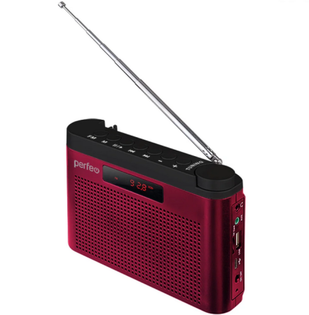 Радиоприемник Perfeo ТАЙГА FM+ 66-108МГц/ MP3/ встроенный аккум,USB/ бордовый (I70RED)