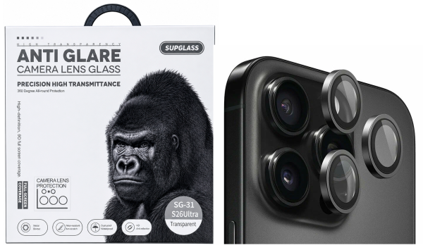 Стекло на камеру SupGlass Camera lens glass Anti Glare XC-31 15 Pro/15 Pro Max Black
