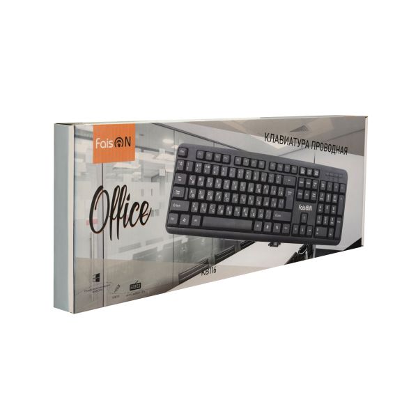 Клавиатура проводная FaisON, Office, KB116 USB Black 