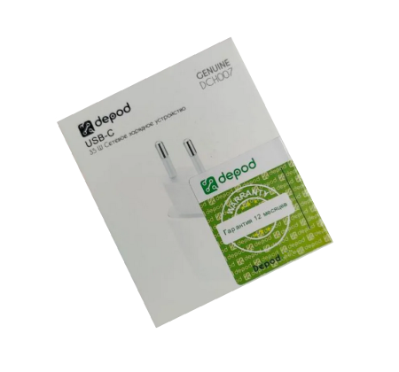 СЗУ блок Depod DCH-007, 3.0A, 35W, Type-C (1шт) гарантия 1 год White