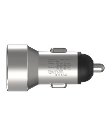 АЗУ блок 6A, 36W 1USB+ 1Type-C Maxvi CCM-M602PD LED metallic silver