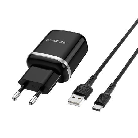 СЗУ Type-c 3.0A QC3.0 1USB Borofone BA36A 1m Black