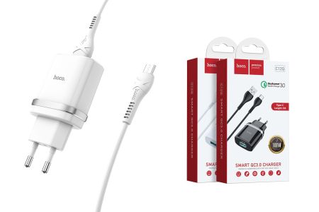 СЗУ Type-C 3.0A QC3.0 1USB HOCO C12Q  White