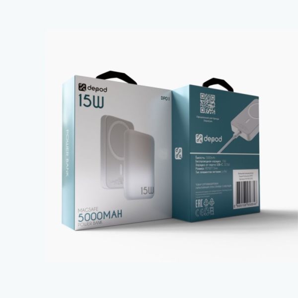 Внешний аккумулятор 5 000мАч 22,5 Вт Depod Genuine DP-01, MagSafe Battery Pack Белый