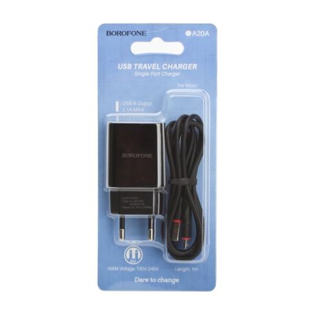 СЗУ Type-c 2,1A Borofone BA20A Sharp Black