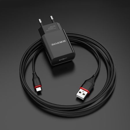 СЗУ iPhone Lightning 2,1A 1USB Borofone BA20A Sharp Black