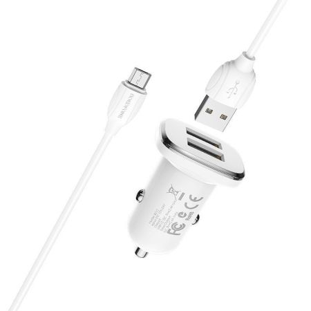 АЗУ micro 2.4A, 2USB BOROFONE BZ12 White