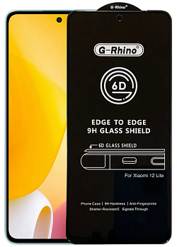 Стекло защитное Xiaomi 12 Lite Черное 3D G-Rhino