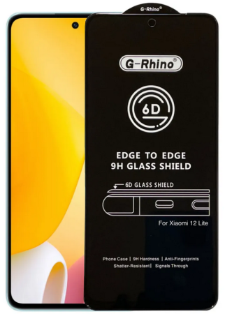 Стекло защитное Xiaomi 12 Lite Черное 3D G-Rhino