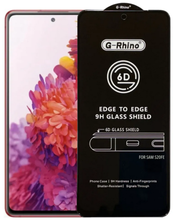 Стекло защитное Samsung S20 FE (2020)  Черное 3D G-Rhino