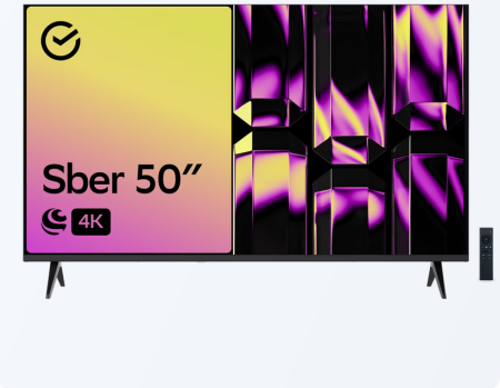 Телевизор Sber SDX-50U4126, 50"(127 см), UHD 4K RAM 1,5GB чёрный