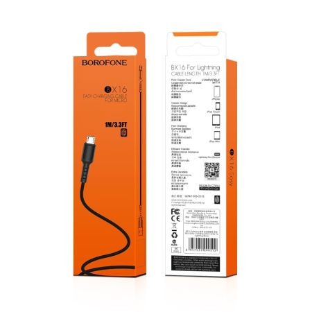 Кабель micro 2.0A Borofone BX16 Black