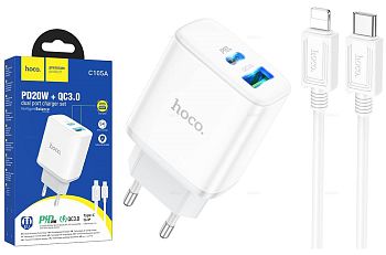 СЗУ iPhone Lightning 20W 1USB Hoco C105A White