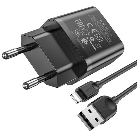 СЗУ iPhone Lightning 2.1A, 5W 1USB Borofone BA52A Black