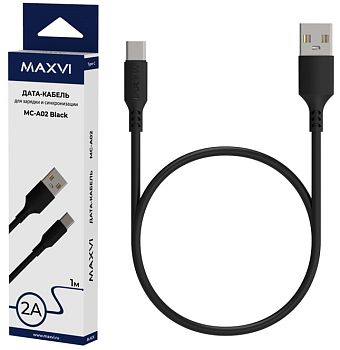 Кабель Type-C - USB 2A Maxvi MC-A02 Black