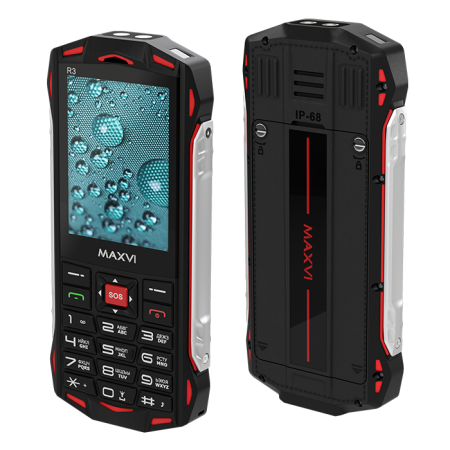 Мобильный телефон MAXVI R3, 2.8”, IP68,1800 mAh, Powerbank, Красный