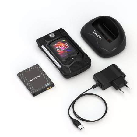 Мобильный телефон MAXVI E10ds, 2.8” + 1.77”, 2000 mAh Черный+Док-станция