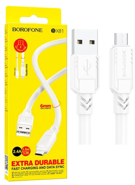 Кабель micro USB - USB 2.4A Borofone BX81 1m White