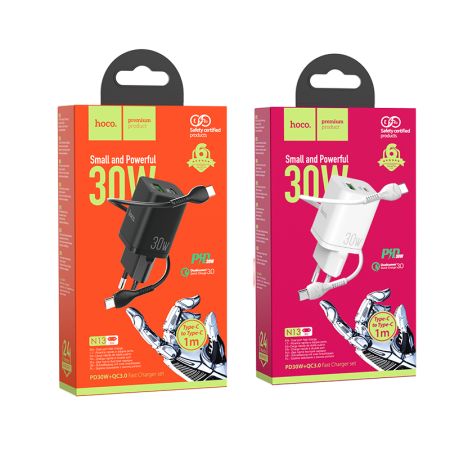 СЗУ блок 30вт 1USB + 1Type-C HOCO N13 Black +QC3.0 быстрая зарядка 