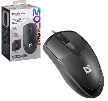 Мышь проводная DEFENDER Trace MB-989,1,2м,1000dpi Black