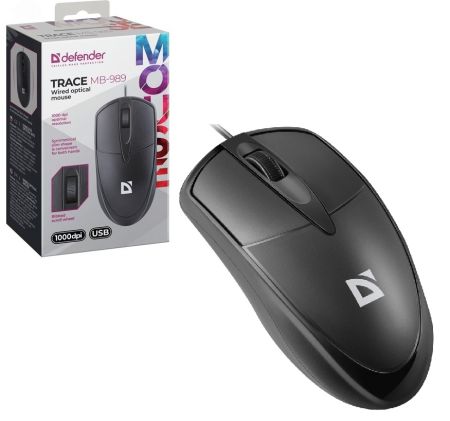Мышь проводная DEFENDER Trace MB-989,1,2м,1000dpi Black
