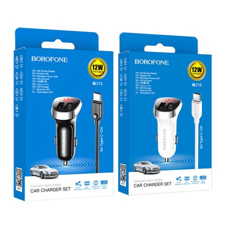 АЗУ Type-C 2.4A, 2USB Borofone BZ15 Max Borofone Black