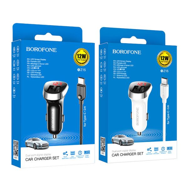 АЗУ Type-C 2.4A, 2USB Borofone BZ15 Max Borofone Black