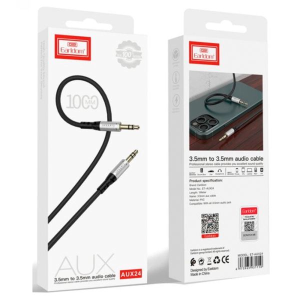 Кабель 3,5 Jack - 3,5 Jack Earldom ET-AUX24 Black