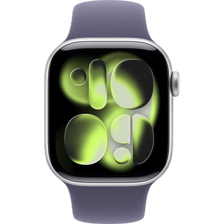 Смарт-часы Apple Watch Series 11, 42 мм, корпус серебристого цвета, спортивный ремешок цвета "фиолетовый туман" 