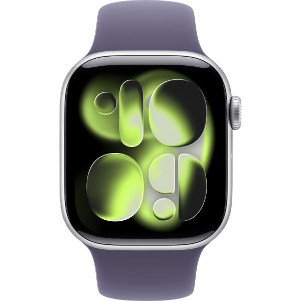 Смарт-часы Apple Watch Series 11, 46 мм, корпус серебристого цвета, спортивный ремешок цвета "фиолетовый туман" 