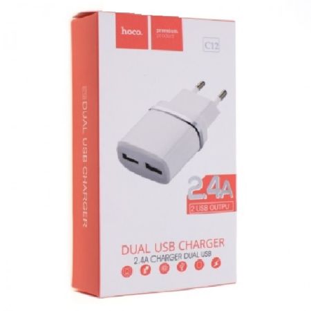 СЗУ блок 2,4A 2USB Hoco C12 White