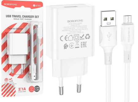 СЗУ micro 2,1A Borofone BA74A White
