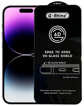 Стекло защитное iPhone 14 pro Черное 3D G-Rhino