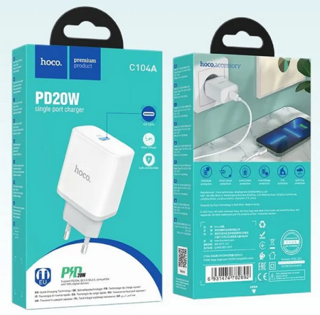 СЗУ блок 3.0A, 20W,1Type-C  Hoco C104A White