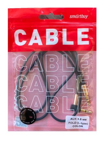 Кабель 3,5 Jack - 3,5 Jack с Г-образным наконечником SmartBuy A-35-35 Black