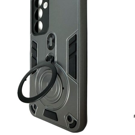 Накладка Samsung A35/ A55 противоударная с кольцом 360° Silver
