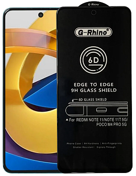 Стекло защитное Xiaomi Note 11T/Poco M4 Pro 5G/Poco X3 GT Черное 3D G-Rhino