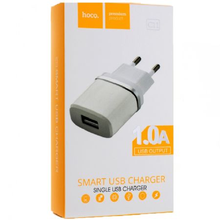 СЗУ блок 1A 1USB Hoco C11 White