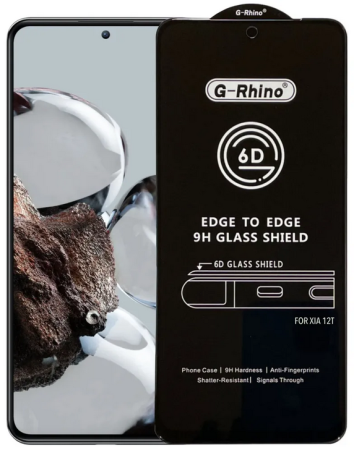 Стекло защитное Xiaomi 12T/ 12T Pro/ 13T Черное 3D G-Rhino