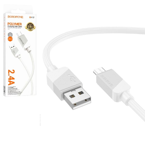 Кабель Micro USB  2.4A Borofone BX107 1m White
