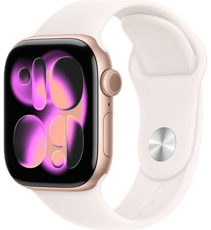 Смарт-часы Apple Watch Series 11, 42 мм, корпус цвета «розовое золото», спортивный ремешок цвета «лёгкий румянец» 