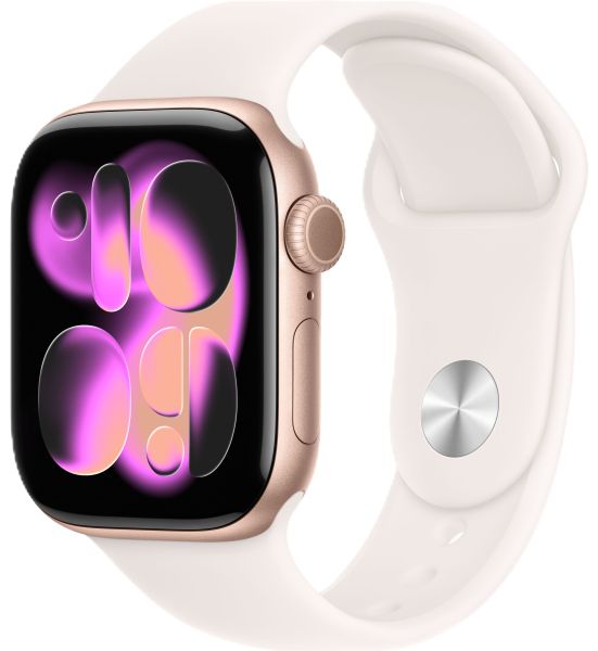 Смарт-часы Apple Watch Series 11, 46 мм, корпус цвета «розовое золото», спортивный ремешок цвета «лёгкий румянец» 