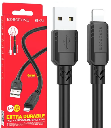 Кабель iPhone Lightning - USB 2.4A Borofone BX81 1m  Black