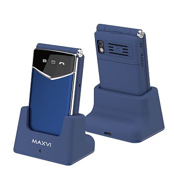 Мобильный телефон MAXVI E11ds, 2.8”, 1500 mAh Blue-Silver + Док-станция