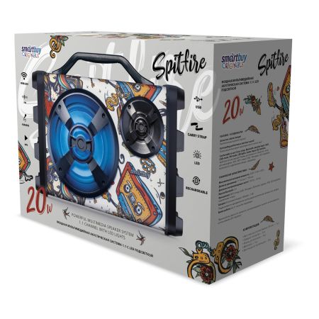 Акустическая система 1.1 Smartbuy SPITFIRE, 20Вт, Bluetooth, MP3, FM-радио, караоке микрофон