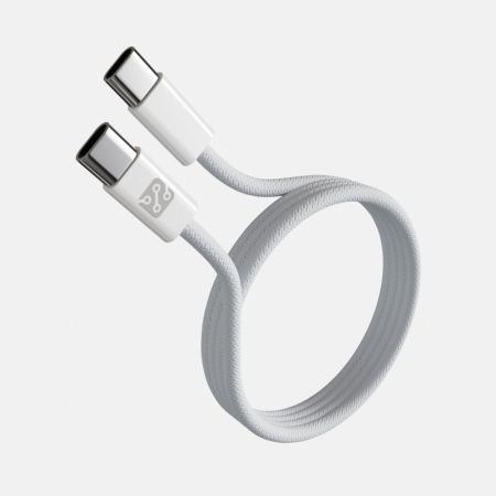 Кабель Depod DC-003 Type-C - Type-C, 60W, 1 метр,  Белый, гарантия 1 год, тканевая оплетка
