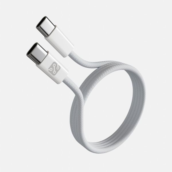 Кабель Depod DC-003 Type-C - Type-C, 60W, 1 метр,  Белый, гарантия 1 год, тканевая оплетка