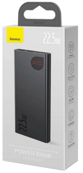 Внешний аккумулятор 10 000мАч Baseus Adaman Metal Quick Charge PW 22.5W Black