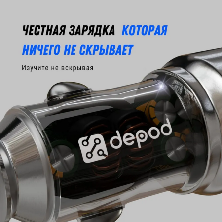 Автомобильное зарядное устройство блок Depod DCA-001, 3A, 20W, USB+Type-C Black